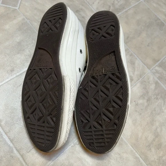 USED Authentic Converse x Commes de Garcons Play Low Chuck 70 Sneakers in White - Picture 5 of 6